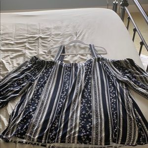 Navy blue cold shoulder top